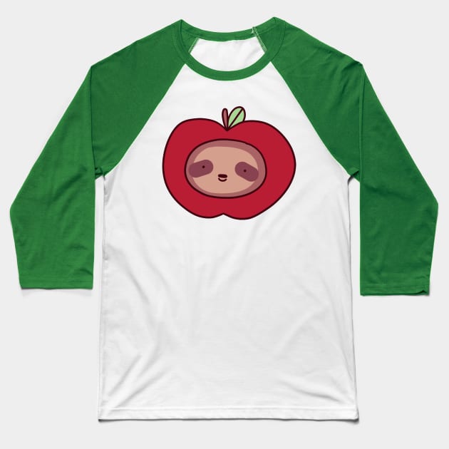 Apple Sloth Face Baseball T-Shirt by saradaboru